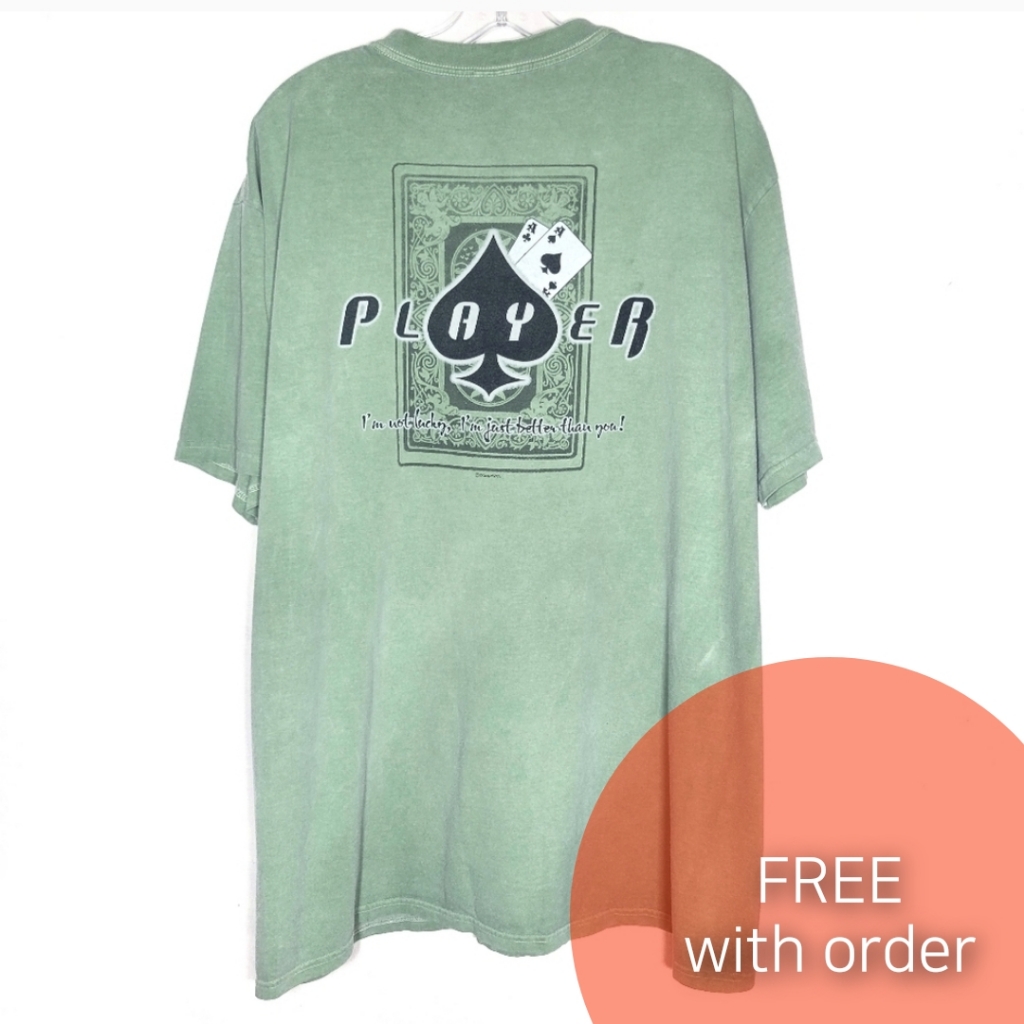 Green Poker Shortsleeve Tshirt Xl Mens Extra Large Tee Free With Purchase